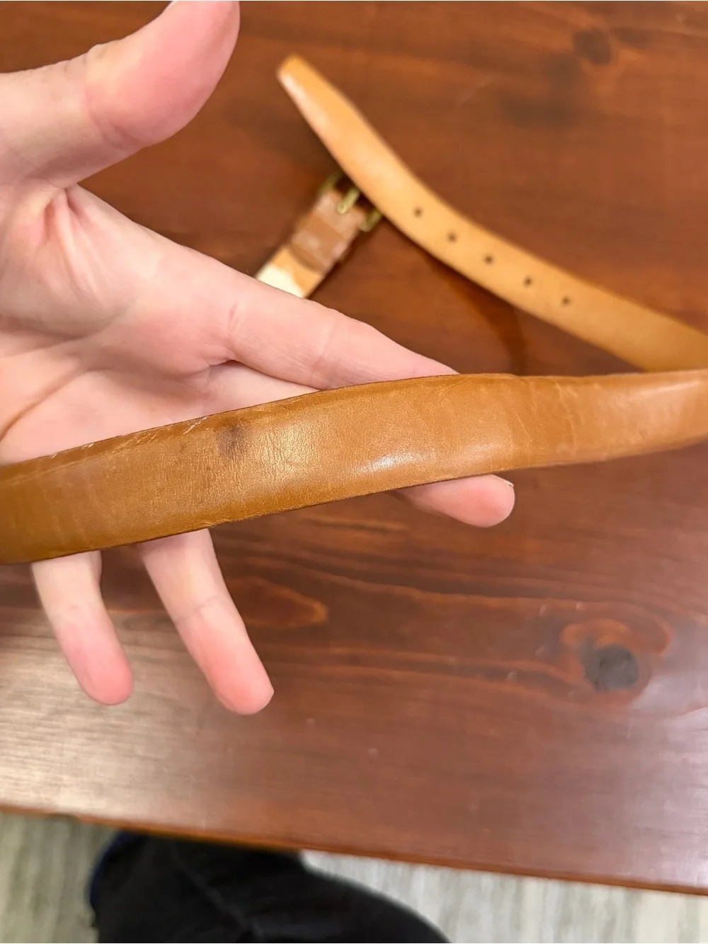 Vintage Cole Haan Chestnut Men's Belt with Brass Buckle 36